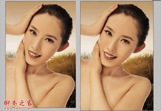 Photoshop为人物图片磨皮打造华丽的金色彩妆效果