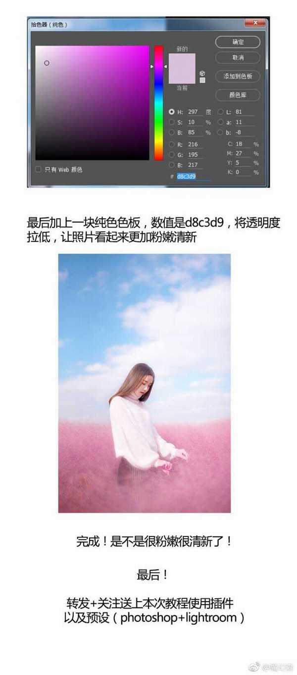 ps后期如何把灰蒙蒙的粉黛乱子草调成清新的仙女粉?