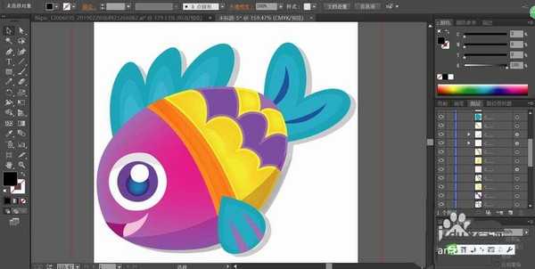 ai怎么绘制立体的彩色热带鱼?