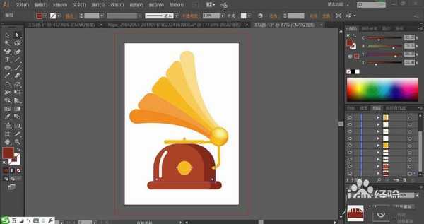 ai怎么绘制金色经典的唱片机? ai唱片机的画法